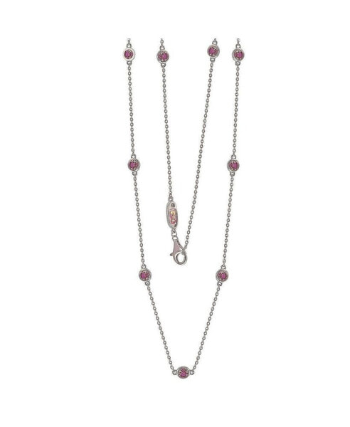 Pink Sapphire Station Necklace in Sterling Silver by Suzy Levian