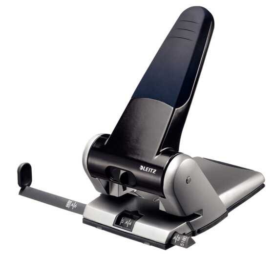 Esselte Leitz Hole Punch Heavy Duty - 65 sheets - Black - Grey - 6.5 mm - 5.5 mm - A3 - A4 - A5 - A6 - Folio - US-Quart - 130 mm