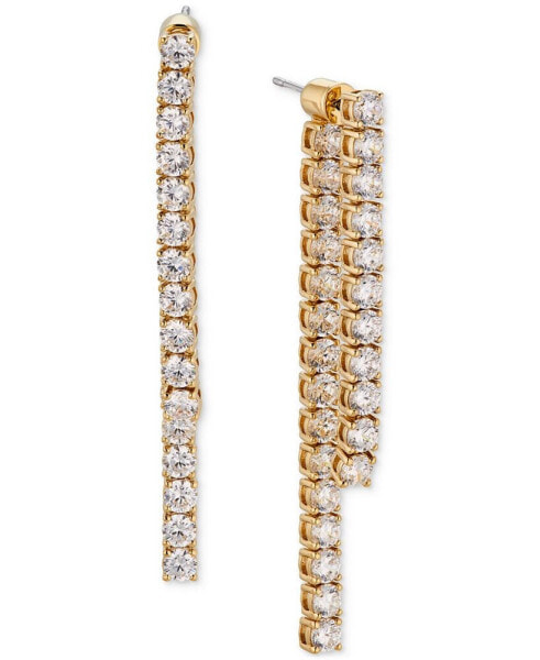 Silver-Tone Cubic Zirconia Front-to-Back Linear Drop Earrings, Created for Macy's