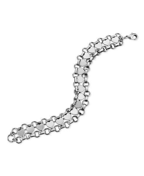 Silver Tone Heart Link Bracelet