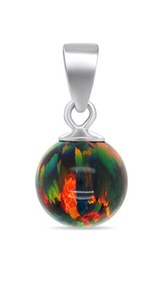 Modern silver pendant with colored synthetic opal PT110WBC