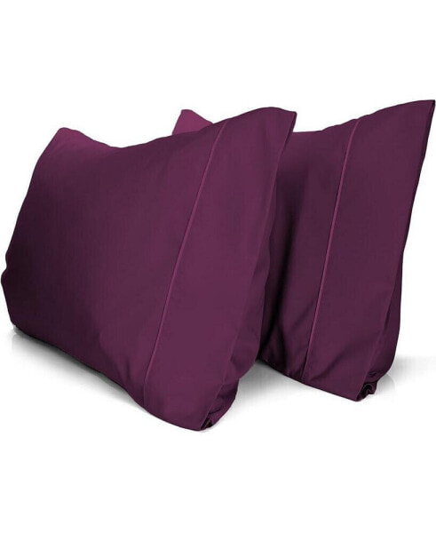 King 2PC Rayon From Bamboo Solid Performance Pillowcase Set - Luxclub