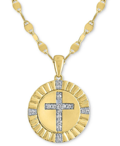 Macy's diamond Coin Cross Pendant Necklace (1/10 ct. t.w.) in 14k Gold-Plated Sterling Silver, 16" + 2" extender