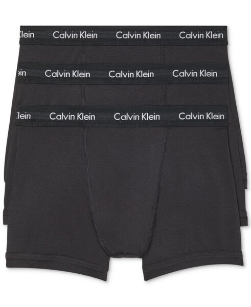 Белье мужское Calvin Klein боксёры из хлопка 3 штуки, длинные, стрейч