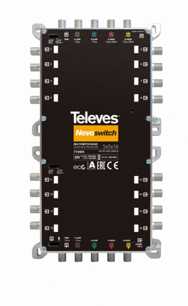 Televes 714405 - 5 inputs - 16 outputs - 950 - 2400 MHz - 47 - 862 MHz - 3 dB - 4 dB