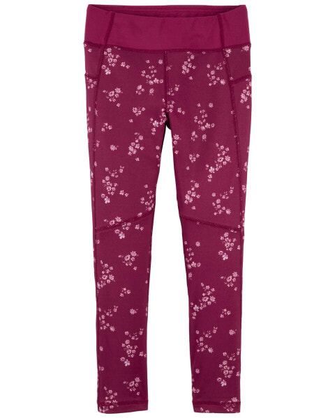 Kid Floral Print Active Leggings In BeCool™ Fabric 14