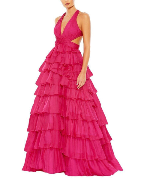 Mac Duggal Chiffon Layered Cut Out Ballgown Women's 4