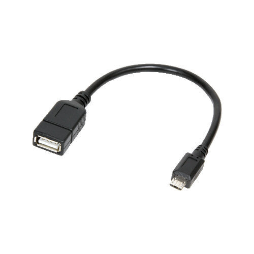 LogiLink AA0035 - 0.2 m - Micro-USB B - USB A - USB 2.0 - Male/Female - Black