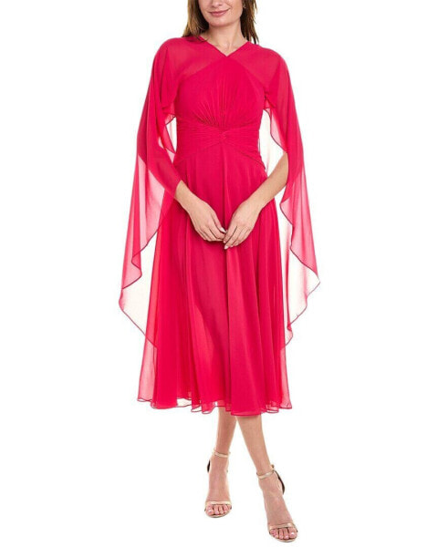 Teri Jon By Rickie Freeman Chiffon Midi Dress Women's