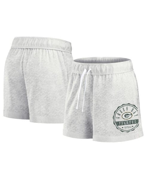 Women's Oatmeal Green Bay Packers Vintage-like Badge Shorts