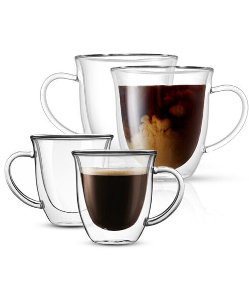 Набор стеклянных чашек JoyJolt Double Wall Mug Collection, набор из 4 шт.