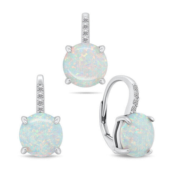 Charming jewelry set with synthetic opals SET250W