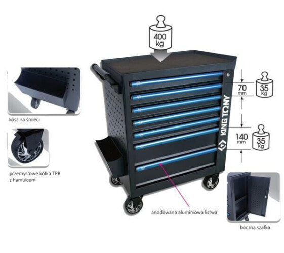 KT Workshop Cheelchair 7 ящиков с боковым шкафом 87G39-7BA-K