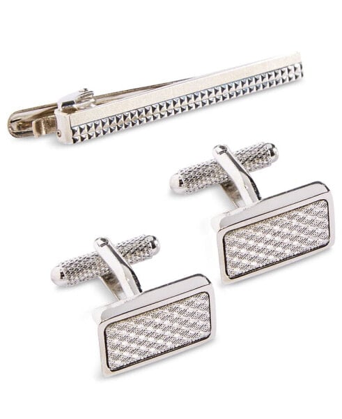 Запонки Perry Ellis Knitting Cuff Links & Tie Bar Set