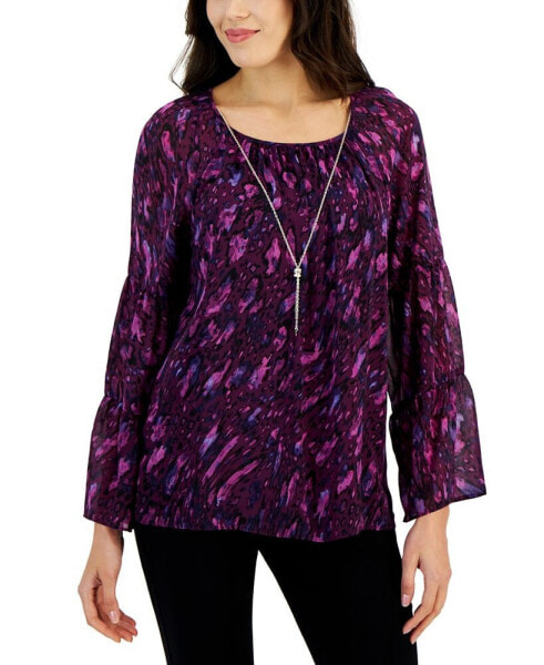 Women's Animal-Print Necklace Top, Created for Macy's