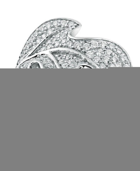 Suzy Levian Sterling Silver Cubic Zirconia Pave Leaf Ring