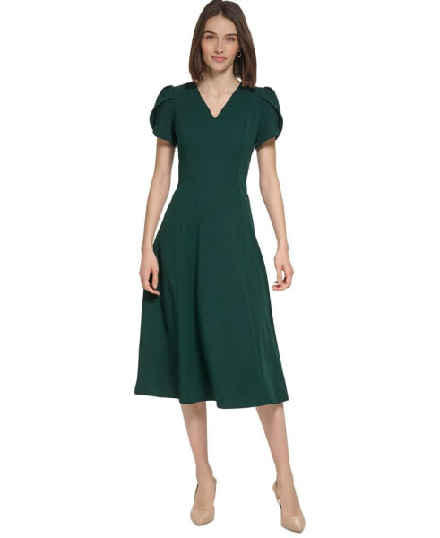 Women's Jewel-Neck Tulip-Sleeve Dress