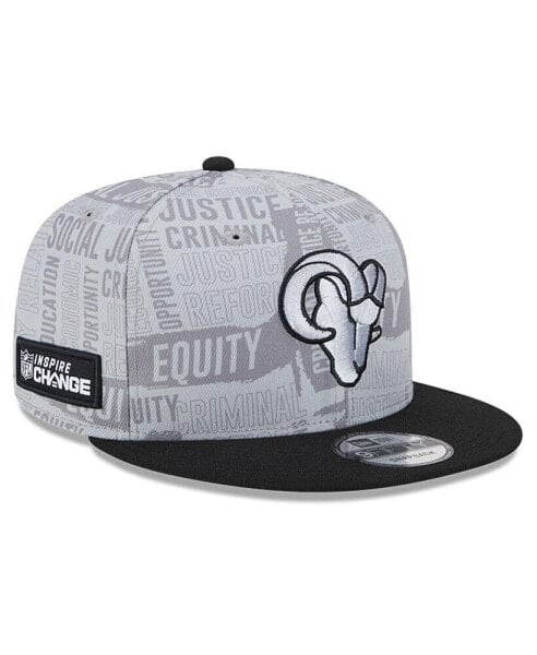 Бейсболка кепка New Era Los Angeles Rams серого и черного цвета Inspire Change 9FIFTY Snapback для мужчин