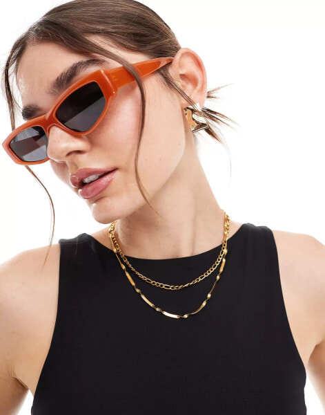 Noisy May retro frame sunglasses in orange