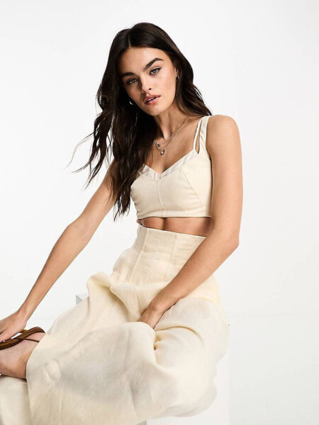 & Other Stories co-ord linen layered bralette in off white