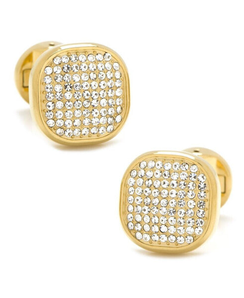 Stainless Steel White Pave Crystal Cufflinks