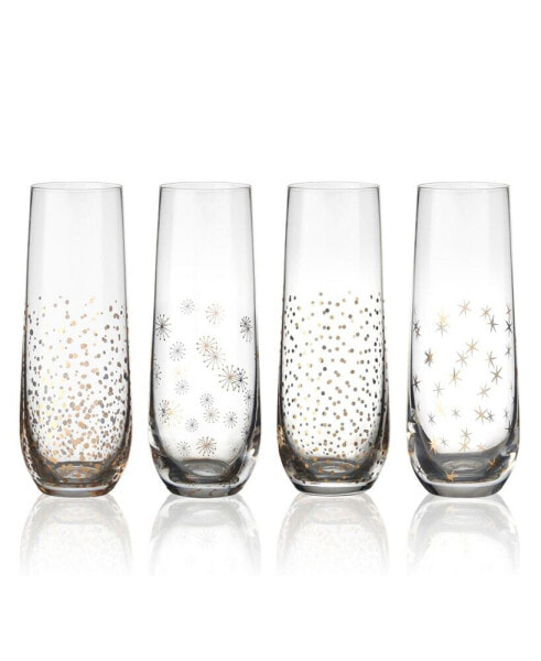 Party Stemless Toasting Flutes Set of 4, 9.5 oz