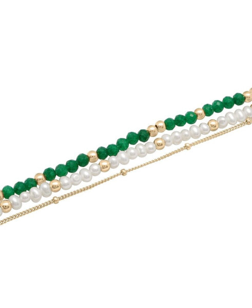 Браслет Macy's Triple Layer Pearl & Jade Bead