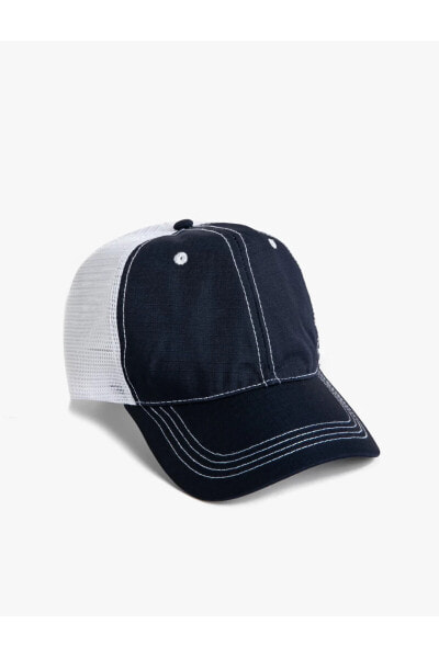 Kep Şapka Arkası Fileli Dikiş Detaylı Renk Bloklu