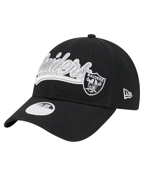 Women's Black Las Vegas Raiders Cheer 9FORTY Adjustable Hat