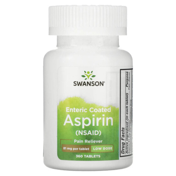 Противовоспалительные и болеутоляющие средства Swanson Enteric Coated Aspirin, 81 мг, 360 таблеток