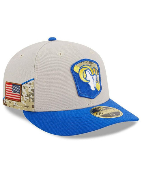 Men's Stone, Royal Los Angeles Rams 2023 Salute To Service Low Profile 59FIFTY Fitted Hat