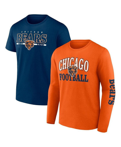Men's Orange, Navy Chicago Bears Throwback T-shirt Combo Set