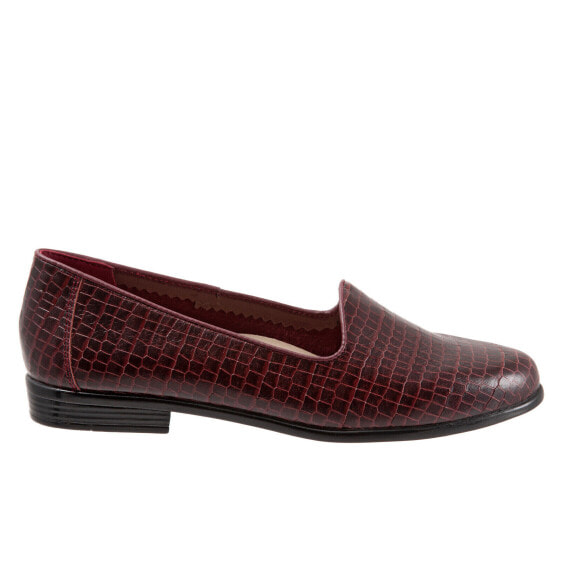 Trotters Liz Croco T2068-648 Womens Burgundy Wide Leather Loafer Flats Shoes 6