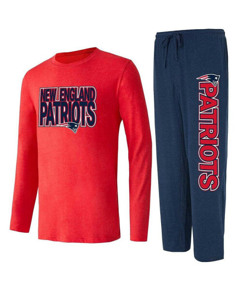 Men's Navy, Red New England Patriots Meter Long Sleeve T-shirt and Pants Sleep Set