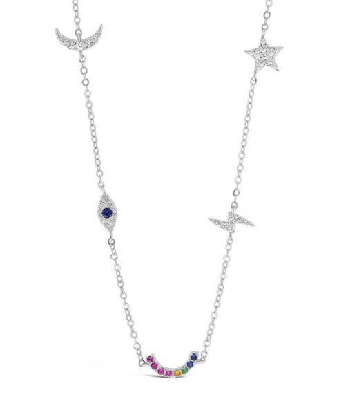 Sterling Forever women's Sterling Silver Lucky Charm Station Necklace