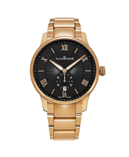 Men's Regalia Rose-Gold Stainless Steel , Black Dial , 42mm Round Watch