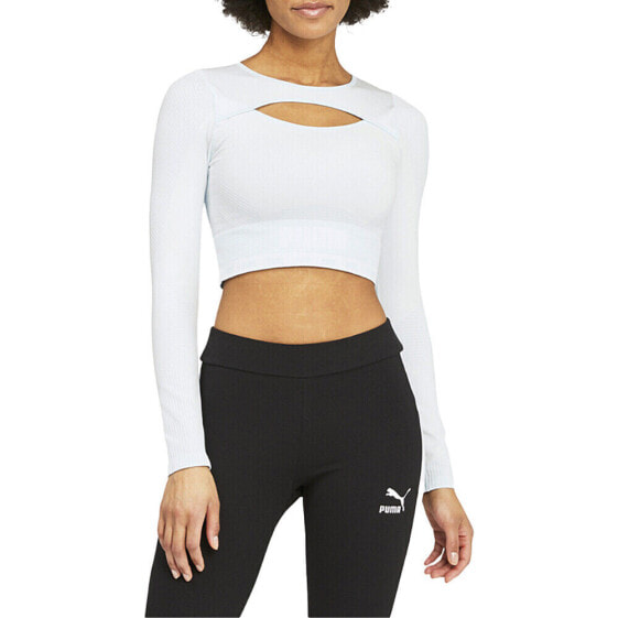 Puma Formknit Seamless Training Crop Top Long Sleeve Athletic T-Shirt Womens Siz