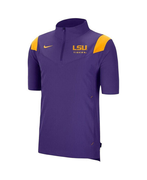 Men's Purple LSU Tigers Coach Short Sleeve Quarter-Zip Jacket
