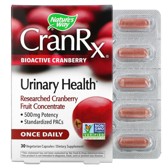 CranRx, Urinary Health, Bioactive Cranberry, 500 mg, 30 Vegetarian Capsules