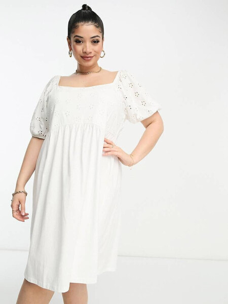 Платье ASOS - Белое мини-платье с прозрачным узором и закругленным подолом