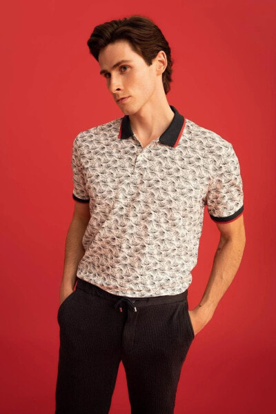 Мужская футболка-поло defacto Slim Fit Polo с коротким рукавом из 100% хлопка