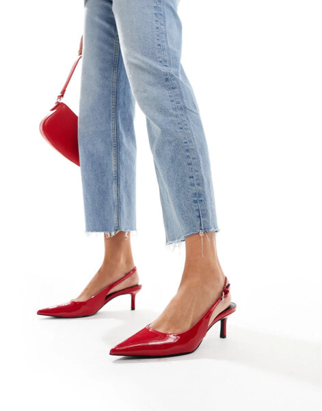 Pull&Bear kitten heel slingback in red