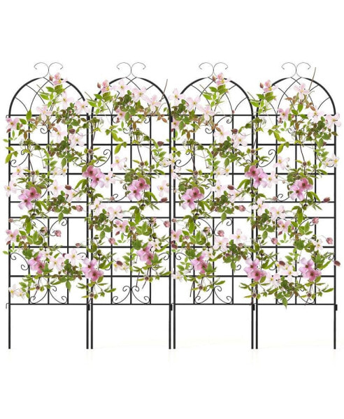 71" Tall Metal Garden Trellis for Climbing Plants 2 Pack Fence Panels Retro