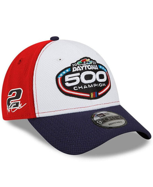 Men's White, Navy Austin Cindric 2022 Daytona 500 Champion Victory Lane 9FORTY Snapback Adjustable Hat