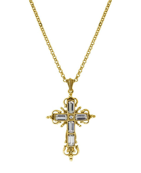 Symbols of Faith 14K Gold Dipped Crystal Cross Necklace