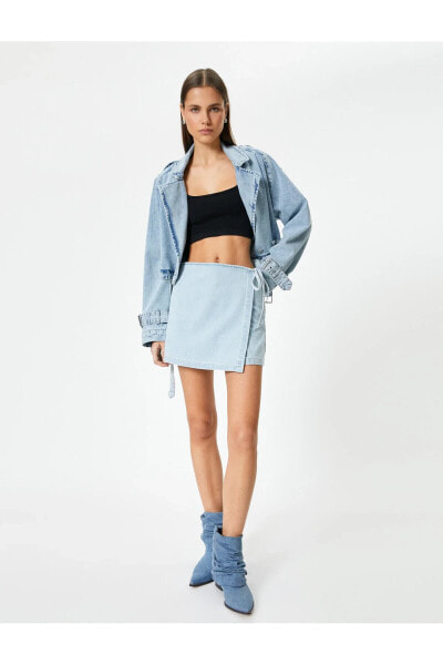 Шорты женские Koton модель Kot-мерный мини джинсовый клеш платье памуклу