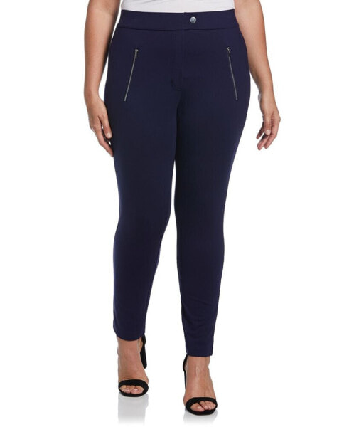 Plus Size Classic Fit Pull-On Ankle Pant with Zipper Detail