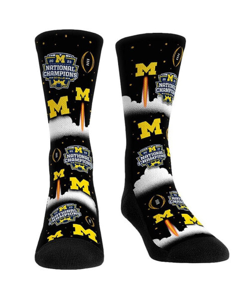 Men's and Women's Socks Navy Michigan Wolverines College Football Playoff 2023 National Champions Liftoff All-Over Crew Socks