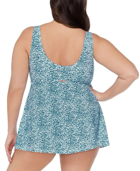 Raisins Curve Trendy Plus Size Printed Lucia Swimdress Blue Size 16W