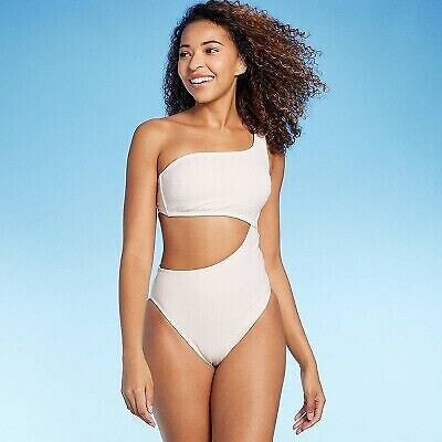 Women's Ribbed One Shoulder Cut Out One Piece Swimsuit - Shade & Shore